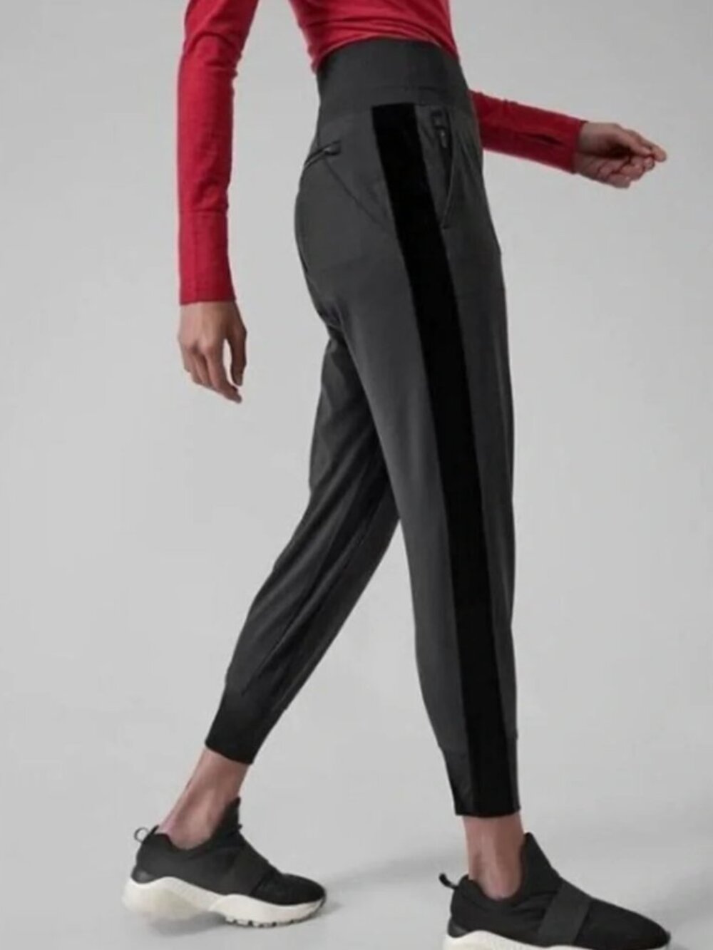 Athleta Black Venice Velvet Stripe Jogger Pants S